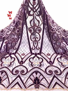 

Fashion Velvet Lace Fabric 2020 Latest Nigerian French Tulle Lace with sequins High Quality African Velvet Lace Fabric