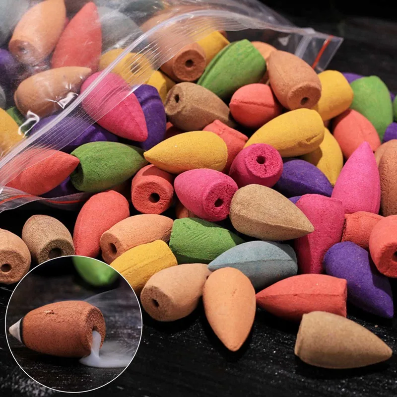 New Multi-function Natural Sandalwood Backflow Incense Colorful Indoor Tower Zen Air Purify Freshener Cone Home Supply | Дом и сад