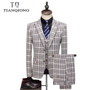 

TIAN QIONG Orange Matcha Green Man Wedding Suit Latest Coat Pant Design Party Prom Men Suit with Pants 3Pcs Casacos Homens