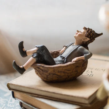 

Forest Elf Hand painted resin ornament vintage home decor fairy garden miniature figurines rustic home decoration accessories