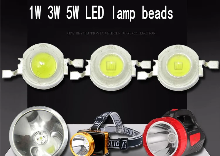 10pcs led lamp beads 1W lamp beads 1W3W5W  power lamp beads car lights flashlight miner's lamp vertical white light spotlight