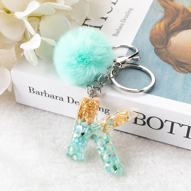 Letter and Pom Pom Ball Keychain for Best Friend Gift - Best