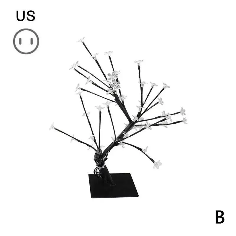 Сказочный Рождественский светильник светодиодный цветущая вишня Персиковый Цветок струнный светильник на батарейках Сакура гирлянда для декора - Испускаемый цвет: US
