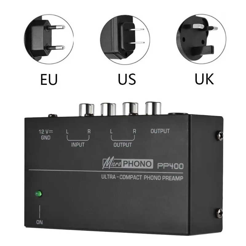

EU/UK/US Plug Ultra-Compact Phono Preamp Preamplifier with RCA Interfaces