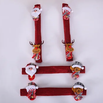 

Christmas Fridge Handle 4pcs Cover Linen Kitchen Decor Home Holiday Ornaments
