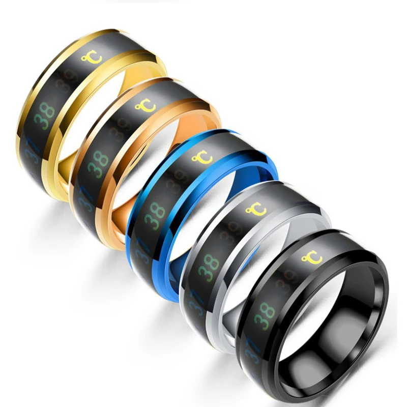 

8MMTemperature Ring Titanium Steel Mood Emotion Feeling Intelligent Temperature Sensitive Rings for Women Men Waterproof Jewelry