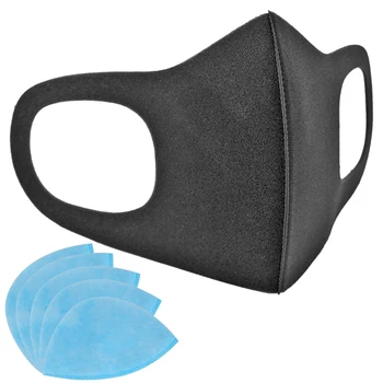

5pcs Dustproof Sponge Face Mask with 5pcs 3 Layers Replacement Pads Adult PPE Anti-Pollution Mouth Cover Breathable Nose Masks