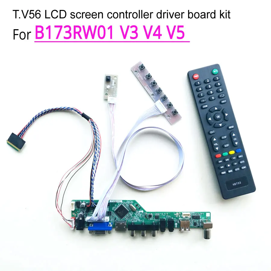 Для B173RW01 V3 V4 V5 LVDS 40Pin WLED 1600*900 17," VGA+ HDMI+ AV+ USB+ RF notebook PC T. V56 экран контроллер привод плата DIY kit