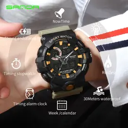 2019 новый бренд SANDA спортивные часы мужские Военные светодиодный аналоговые цифровые часы мужские водонепроницаемые Модные Электронные