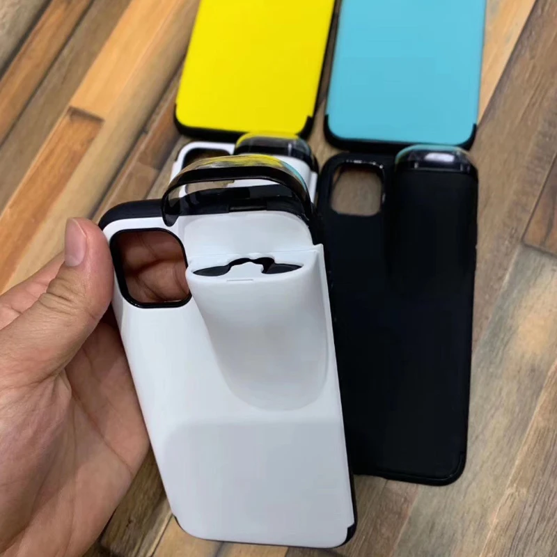 2 в 1 чехол для телефона с Airpods iPhone 11 Pro Max Xs XR 8 7 Plus силиконовый держателем AirPods