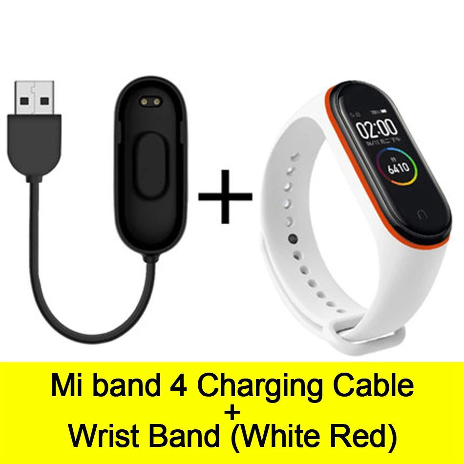 Usb-кабель для зарядки mi Band 4, шнур для зарядного устройства, Сменный Адаптер для Xiao mi Band 4, NFC, линия для зарядки+ браслеты - Цвет: Cable-White Red