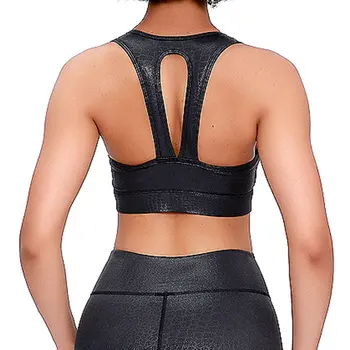

YINLAN-B33 Women's Sports Brassiere Yoga Clothes Fitness Body-Hugging Underwear Crocodile Top Black Workout top