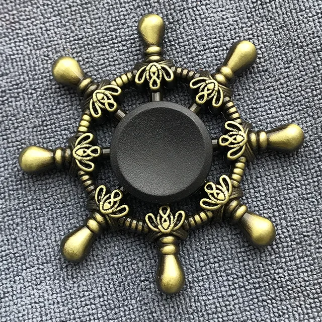 Fidget Spinner Brass Color Zinc Alloy Metal Hand Spinner Dice Bauhinia Rudder Exterior Smooth Finger Tri Spiner Gyro Toy For Kid 6