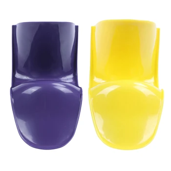 

2 Pcs 1/6 Dollhouse Miniature Furniture Plastic "S" Shape Chair, Purple & Yellow