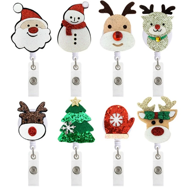 Cute Christmas Retractable Tree & Santa Claus Retractable Pull Badge Reel  ID Lanyard Name Tag Card