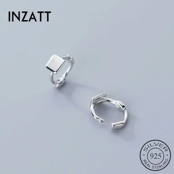 

INZATT Real 925 Sterling Silver MInimalist Square Hoop Earrings For Fashion Women Fine Jewelry Geometric Accessories