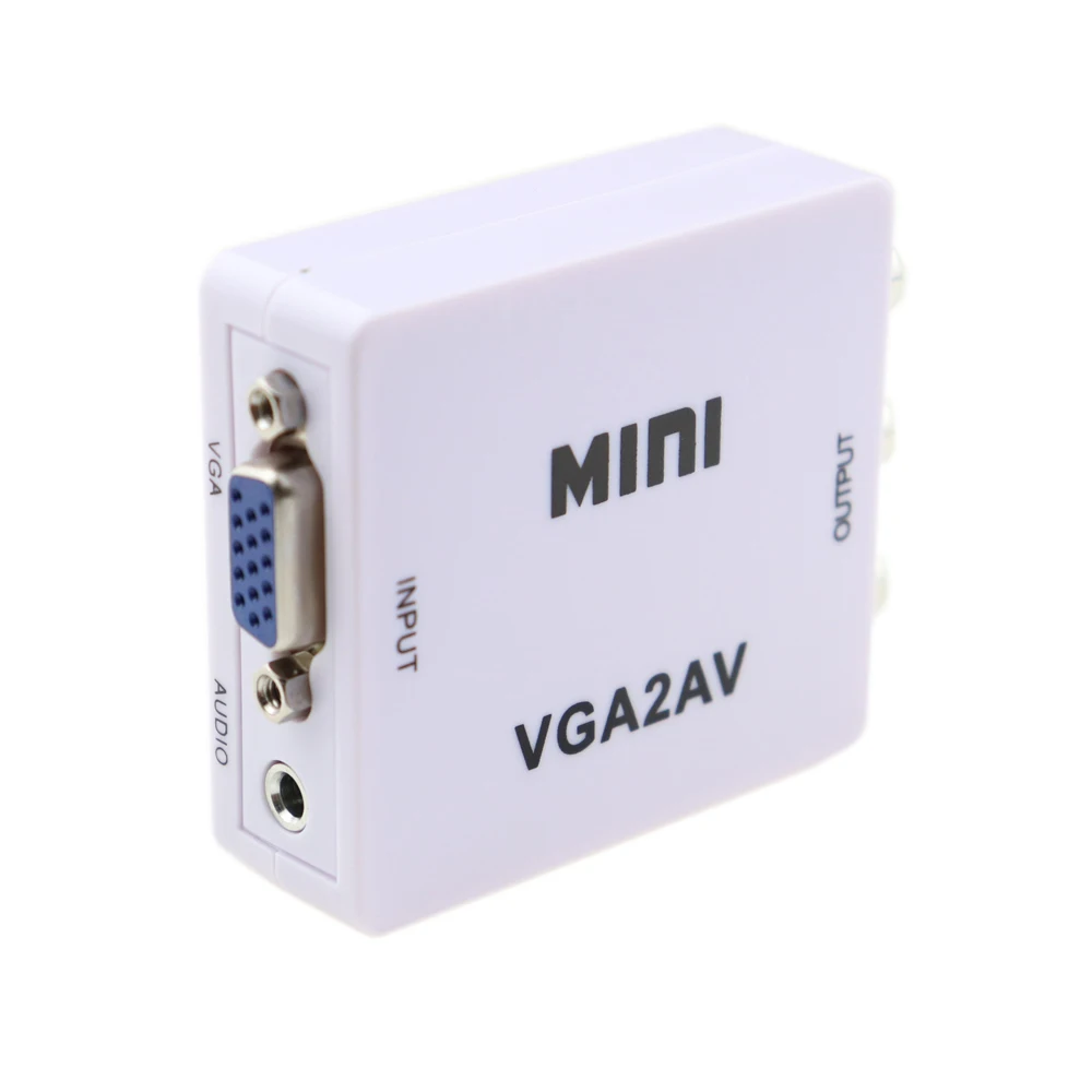 1080P Графический видеоадаптер для видеосигнала ТВ RCA конвертер видеоадаптера VGA2AV CVBS переключатель коробка с 3,5 мм аудио вход для ПК ноутбука HD tv