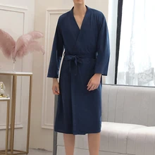 Мужской модный халат Мягкий впитывающий легкий длинный кимоно мужской вафельный спа-халат мужские пижамы