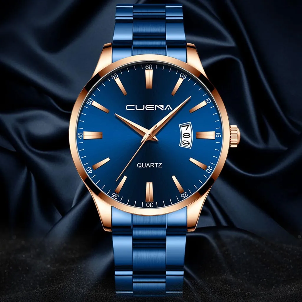 

CUENA Men's Business Steel Belt Analog Sport Six-Piece Calendar Quartz Watch relogio masculino reloj hombre men watch 2020
