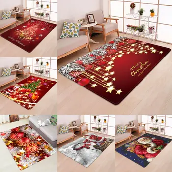 

New Flannel Carpet Rug Christmas Carpet Floor Rug Christmas 3D Flannel Anti-slip Kitchen Room Floor Mat Decor Carpet Rug 5 Sizes