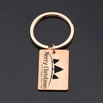 

FLYANGEL Christmas Key Chain Family Gifts Jewelry Inscription Merry Christmas Happy New Year Key Holder Decorate Warm Home Gifts