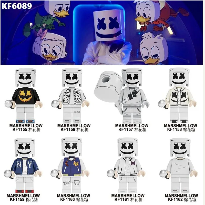

KF6089 8Pcs Building Blocks Bricks Famous Character DJ AIM Agent Action Figures Toys Collection For Children Model
