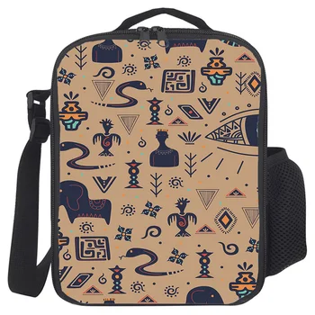 

Portable Lunch Bag For Women Kids Men Native Elephant Snake Eyes Insulated Box Tote Bag Thermal Cooler Food Bag