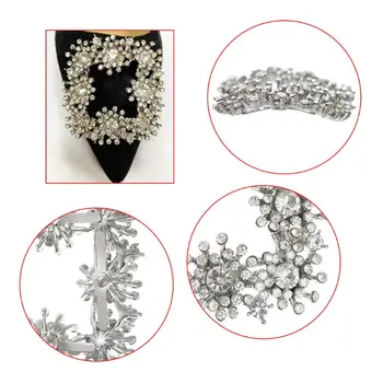 

1 Pair Trend Rhinestone Shoe Flower High Heels Single Shoes Buckle For Women Charm Lady