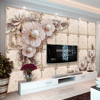 

Custom Mural Wallpaper 3D Stereo Jewelry Flower Wall Painting Living Room TV Sofa Background Wall Decor Papel De Parede Frescoes
