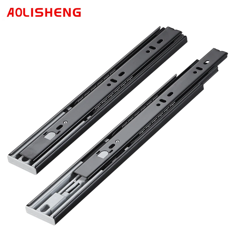 

AOLISHENG black rebound three-section rail drawer rail slide rail cabinet slide rail furniture hardware