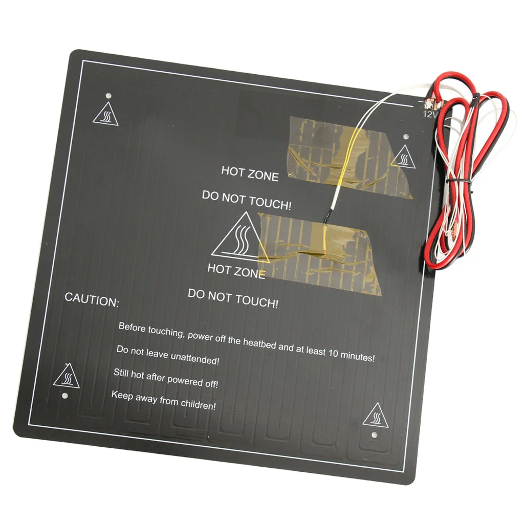 3D Printer Aluminum Heated Bed 12V Hot Bed with Thermal Cable for CR-10 Black 300*300*3mm