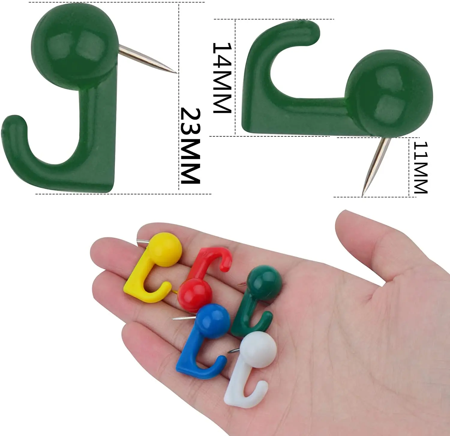 50 Pieces Push Pin Hooks Plastic Heads Pin Tacks Wall Thumb Tacks Hanging  Nails Decorative Push Pins Hooks for Cork Bulletin Board Map Photos