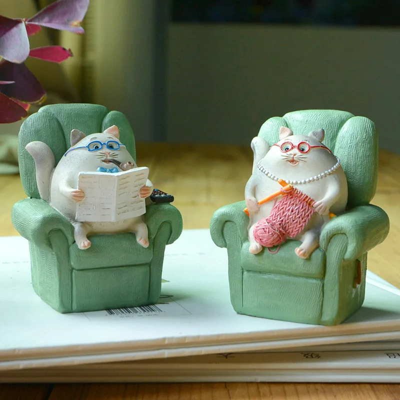 Cute Simulated Cat Ornaments Animal Action Figures Kawaii Room Decor Gifts for New Year 2022 Kitten Figurines for Interior