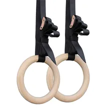 1 Pair 28mm Wooden Gymnastic Rings Fitness Equipment Gym Strength Exercise Nylon Webbing Straps Pull Ups Muscle Training