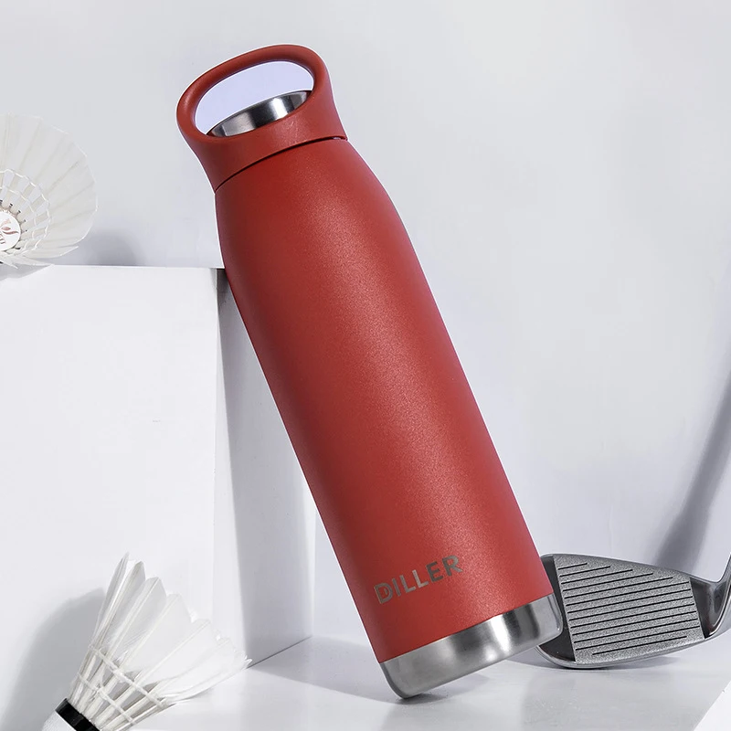 

Stainless Steel Thermal Flask with Portable Strong Cap for Sports Travel, Leak Proof BPA Free Metal Insulated Water Bottle
