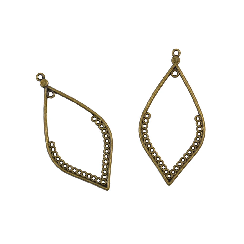 24Pcs Tibet silver color Metal Hollow Leaf Shape Frame Charms Pendants For Earring Dangle Jewelry Making