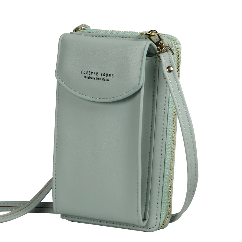 Light blue New Large Cell Phone Wallet, A Zipper,shoulder Slant Satchel - Цвет: Light blue