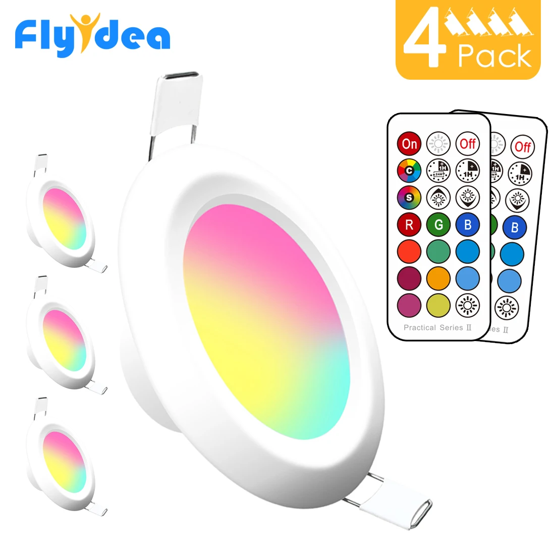 LED Downlight Round Recessed Light Discoloration 7W RGB White Spotlight Remote Control Dimmable Color Ceiling Lamp AC 220V 110V | Лампы и