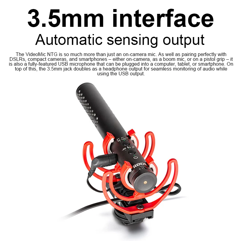 Оригинальный Микрофон Rode VideoMic NTG для записи интервью смартфонов Canon Nikon Sony DSLR iPhone