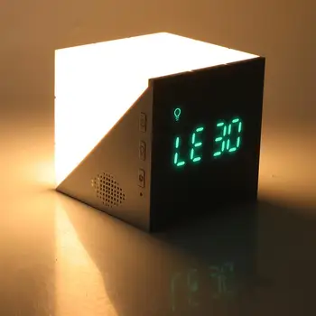 

1PC Cubic Clock Creative Decorative Alarm Clock Bedside Clock Night Light Clock for Home with Rechargeable Battery USB Cable