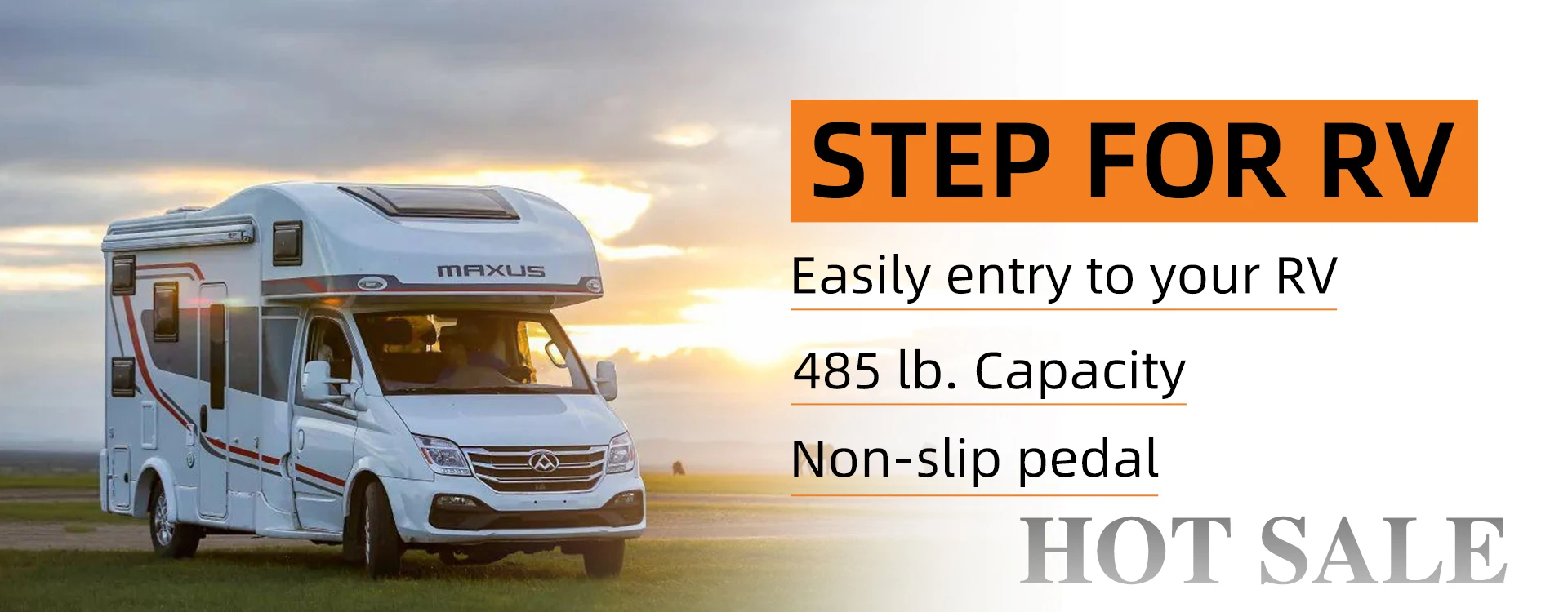 HEYRV RV Manual Two Step Non-Slip Coach Stair for Caravan Camper