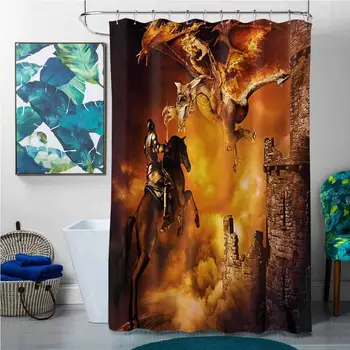 

Shower Curtains for Bathroom Periodic Table Modern,Kids Nursery with a Knight on a Horse Castle Mystic Fairytale Artwork
