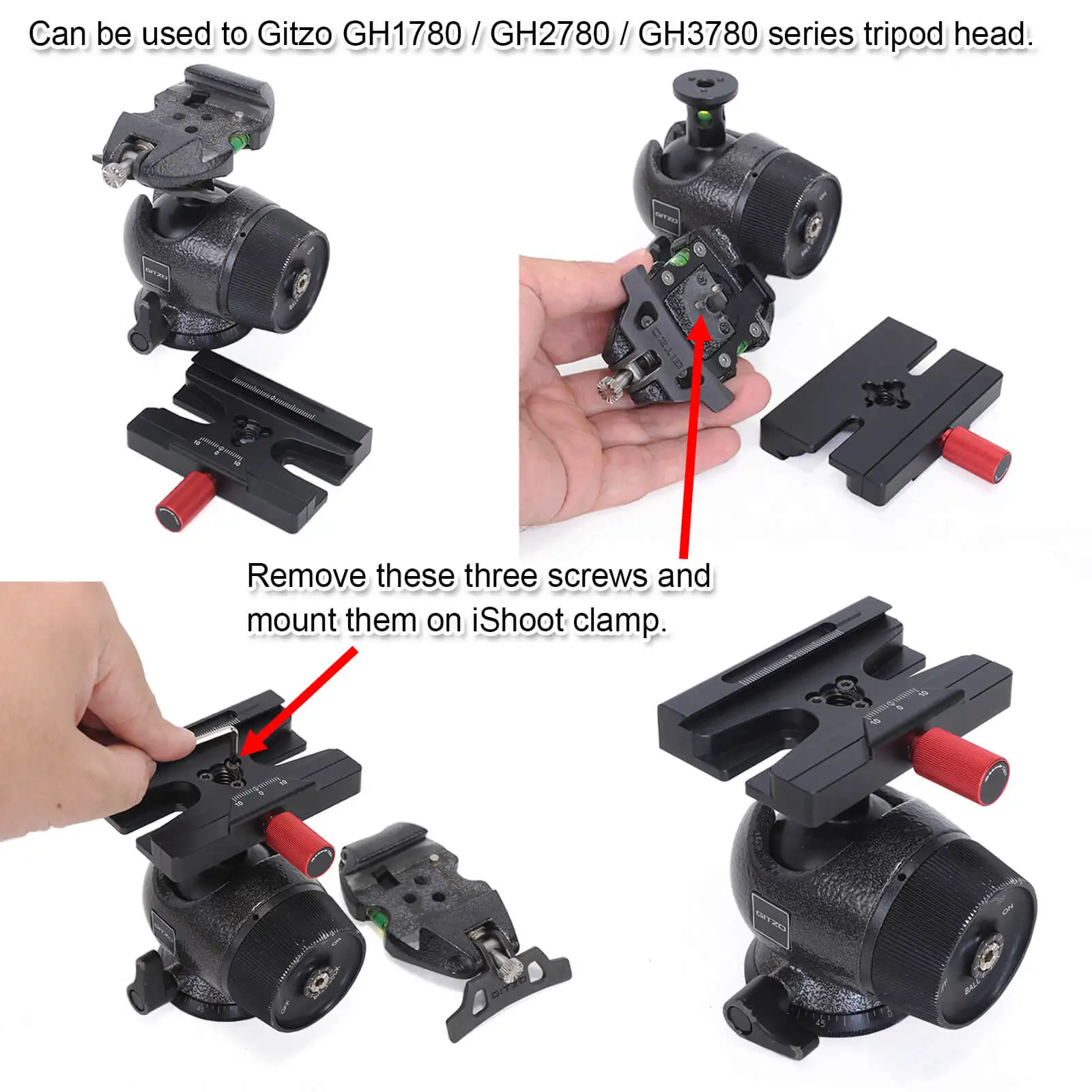 Placa de Liberação Buraco para Placa de Liberação Cabeça de Arca-swiss Braçadeira com 3 Rápida Adaptador Parafuso Buraco para Tripé Gitzo Manfrotto 85mm - 8 - Image 5