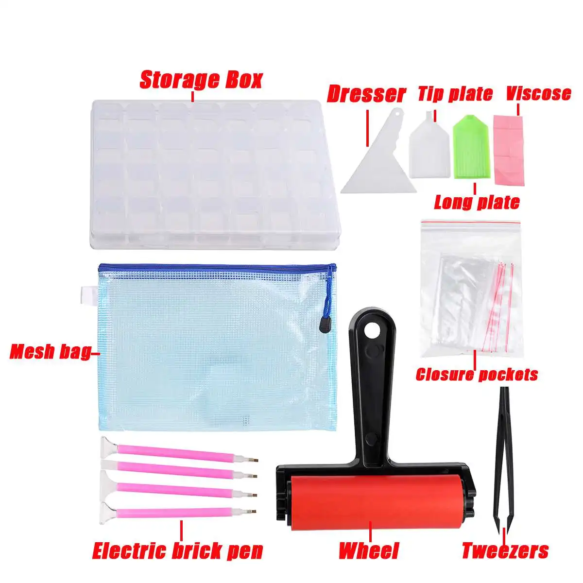 Mesh Bag Set Коробка для вышивания инструменты для вышивки картин со стразами и аксессуары наборы 28 контейнеров переносное хранение бисера для инструменты для вышивки картин со стразами - Цвет: Mesh Bag Set