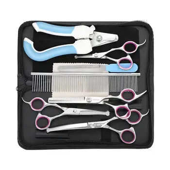 

7pcs Professional Hair Cutting Scissor Kit Scissors Comb Hairdressing Kit Hair Straight Thinning Scissors Barber Salon Tools