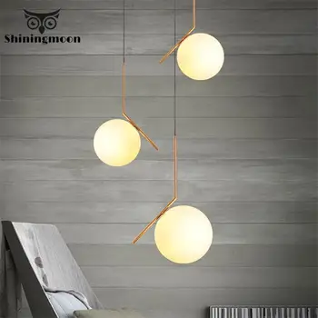 

Nordic Modern LED Glass Ball Pendant lights Dining Bedroom Room lighting Living Room Minimalist Hanging Lights glod Luminaire
