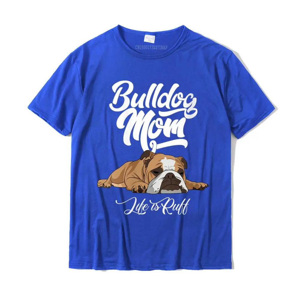 Tees Casual T Shirt Autumn Special Casual Short Sleeve 100% Cotton O Neck Men's Top T-shirts Casual Wholesale Womens Funny English Bulldog Apparel Bulldog Mom Life Is Ruff V-Neck T-Shirt__31302 blue