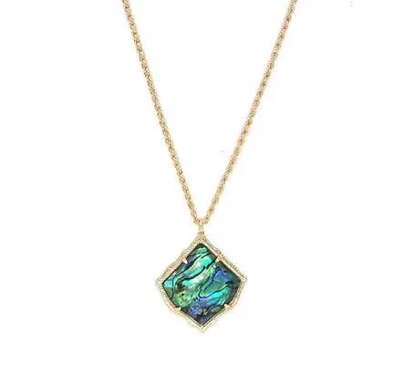 Fashion Kite Square AB Glass Mother White Pearl Abalone Pendant Necklace Women | Украшения и аксессуары