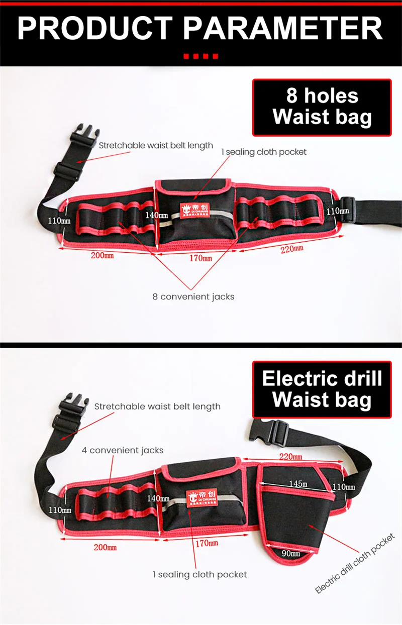 soft tool bag KALAIDUN Multifunction Waist Bag Waterproof Oxford Cloth Drill Toolkit Single Shoulder Bag Electrician Portable Storage Handbag small tool pouch