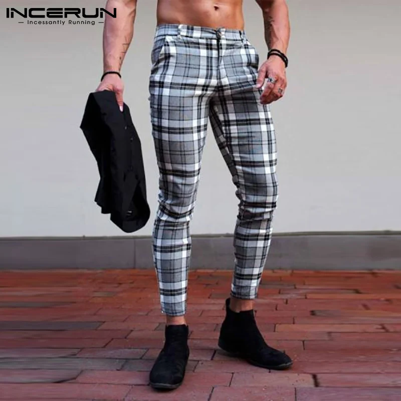 INCERUN Pantalones de estilo occidental para hombre, pantalón largo de  diseño a la moda, celosía, que combina con todo, ocio, exteriores, talla  grande, 2022|Pantalones informales| - AliExpress
